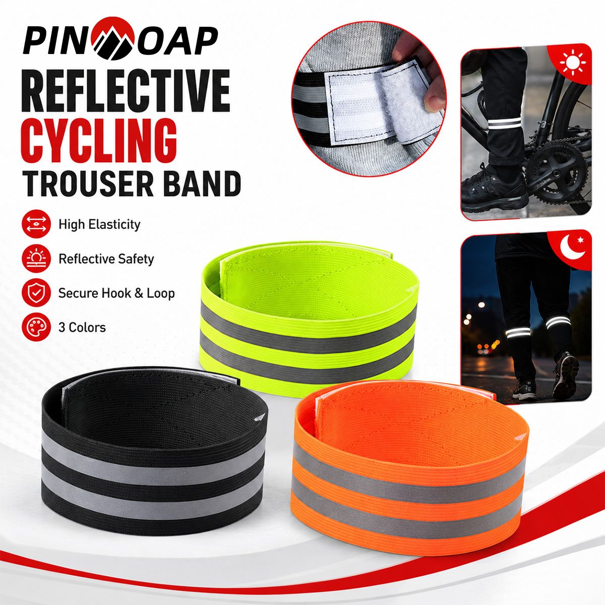 Cycling Gear Pants - PINMOAP 1/2PCS Cinta Refletiva para Perna